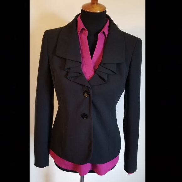 Black Ruffled Suit Jacket/Blazer - Picture 2 of 5